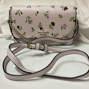Small Kate Spade lavender flower print Madison small flap crossbody.